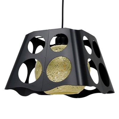 GLOBOSTAR® CARTER 00962 Μοντέρνο Κρεμαστό Φωτιστικό Οροφής με Ντουί 1 x E27 AC 220-240V IP20 - Μαύρο & Μπεζ - Μ28 x Π28 x Υ22cm GLOBOSTAR® CARTER 00962 Μοντέρνο Κρεμαστό Φωτιστικό Οροφής με Ντουί 1 x E27 AC 220-240V IP20 - Μαύρο & Μπεζ - Μ28 x Π28 x Υ22cm