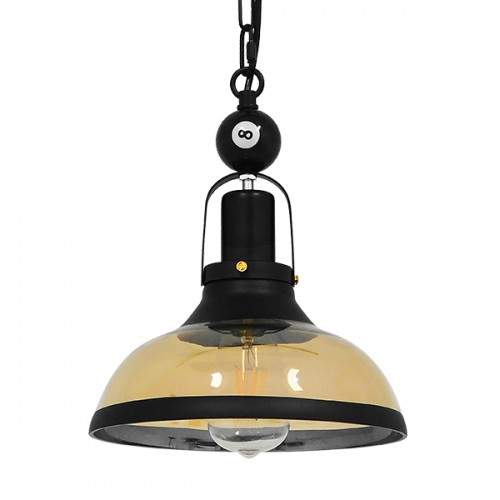 GLOBOSTAR® BILLIARD 00971 Vintage Κρεμαστό Φωτιστικό Οροφής με Ντουί 1 x E27 AC 220-240V IP20 - Mαύρο & Μελί - Μ25 x Π25 x Υ29cm GLOBOSTAR® BILLIARD 00971 Vintage Κρεμαστό Φωτιστικό Οροφής με Ντουί 1 x E27 AC 220-240V IP20 - Mαύρο & Μελί - Μ25 x Π25 x Υ29cm