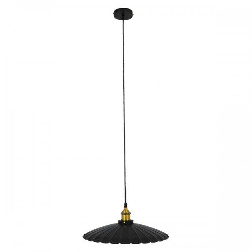 GloboStar® MARGI 00982 Vintage Industrial Κρεμαστό Φωτιστικό Οροφής Μονόφωτο Μαύρο Μεταλλικό Καμπάνα Φ40 x Y15cm Διακόσμηση - Φωτισμός - Χαλιά
