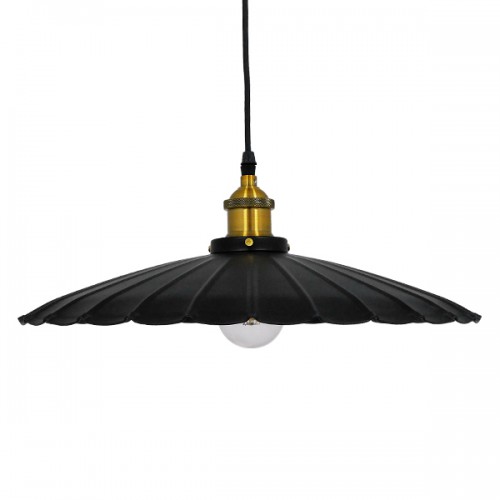 GloboStar® MARGI 00982 Vintage Industrial Κρεμαστό Φωτιστικό Οροφής Μονόφωτο Μαύρο Μεταλλικό Καμπάνα Φ40 x Y15cm Διακόσμηση - Φωτισμός - Χαλιά