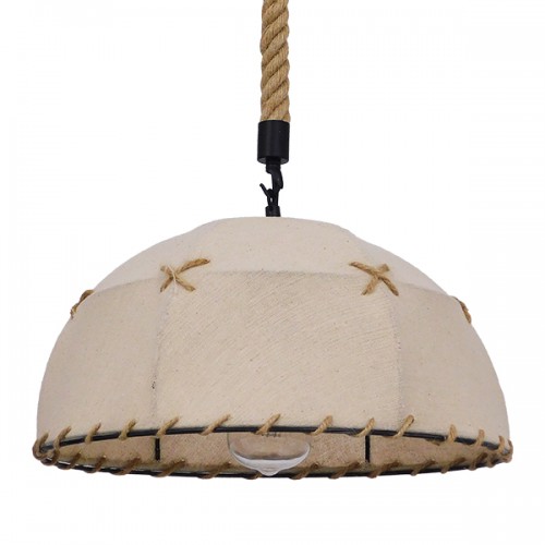 GloboStar® ANTOINETTE 01028 Vintage Κρεμαστό Φωτιστικό Οροφής Μονόφωτο 1 x E27 με Μπεζ Σχοινί και Καπέλο Φ35 x Y20cm Διακόσμηση - Φωτισμός - Χαλιά GloboStar® ANTOINETTE 01028 Vintage Κρεμαστό Φωτιστικό Οροφής Μονόφωτο 1 x E27 με Μπεζ Σχοινί και Καπέλο Φ35 x Y20cm Διακόσμηση - Φωτισμός - Χαλιά