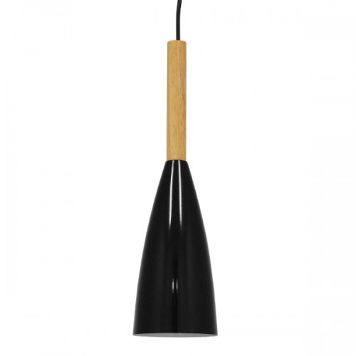 GloboStar® DILLON 00877 Μοντέρνο Κρεμαστό Φωτιστικό Οροφής Μονόφωτο 1 x E27 Μαύρο Μεταλλικό Καμπάνα Φ11 x Υ36cm Διακόσμηση - Φωτισμός - Χαλιά