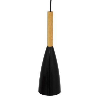 GloboStar® DILLON 00877 Μοντέρνο Κρεμαστό Φωτιστικό Οροφής Μονόφωτο 1 x E27 Μαύρο Μεταλλικό Καμπάνα Φ11 x Υ36cm Διακόσμηση - Φωτισμός - Χαλιά