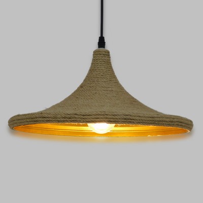 GLOBOSTAR® SHANGHAI ROPE 00917 Boho Κρεμαστό Φωτιστικό Οροφής με Ντουί 1 x E27 AC 220-240V IP20 - Μπεζ - Μ37 x Π37 x Υ20cm