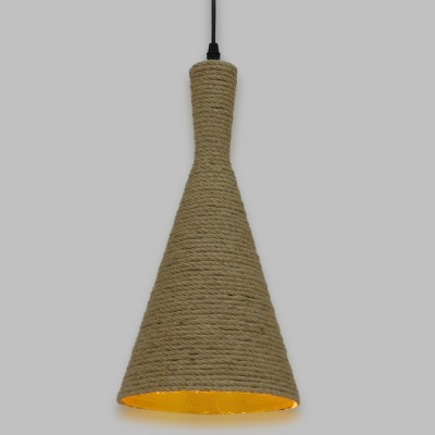GLOBOSTAR® SHANGHAI 00918 Boho Κρεμαστό Φωτιστικό Οροφής με Ντουί 1 x E27 AC 220-240V IP20 - Μπεζ & Χρυσό - Μ19 x Π19 x Υ38cm