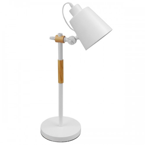 GloboStar® VERITY 01440 Μοντέρνο Επιτραπέζιο Φωτιστικό Πορτατίφ Μονόφωτο Λευκό Μεταλλικό με Ξύλινες Λεπτομέρειες Φ13 x Υ56cm GloboStar® VERITY 01440 Μοντέρνο Επιτραπέζιο Φωτιστικό Πορτατίφ Μονόφωτο Λευκό Μεταλλικό με Ξύλινες Λεπτομέρειες Φ13 x Υ56cm