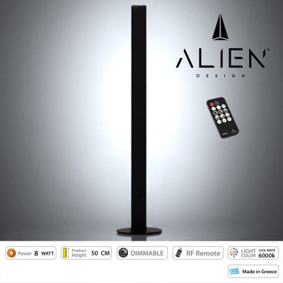 GloboStar® ALIEN-DIVA-BLACK-50-1 ALIEN Design DIVA Μοντέρνο Minimal Nordic Μεταλλικό Φωτιστικό Επιτραπέζιο - Πορτατίφ - Λαμπατέρ Μαύρο LED 8W 1120lm με Ασύρματο Χειριστήριο RF & Dimmer IP20 Ψυχρό Λευκό 6000K Μ3 x Π1.6 x Υ50cm Διακόσμηση - Φως - Χαλιά