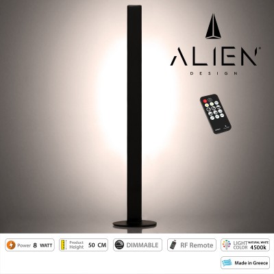 GloboStar® ALIEN-DIVA-BLACK-50-2 ALIEN Design DIVA Μοντέρνο Minimal Nordic Μεταλλικό Φωτιστικό Επιτραπέζιο - Πορτατίφ - Λαμπατέρ Μαύρο LED 8W 1040lm με Ασύρματο Χειριστήριο RF & Dimmer IP20 Φυσικό Λευκό 4500K Μ3 x Π1.6 x Υ50cm Διακόσμηση - Φως - Χαλιά