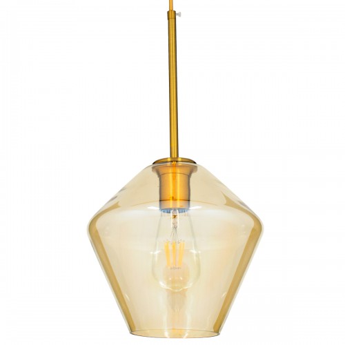 GloboStar® AMARIS 00869 Μοντέρνο Κρεμαστό Φωτιστικό Οροφής Μονόφωτο 1 x E27 Γυάλινο Φιμέ Μελί Φ22 x Υ22cm Διακόσμηση - Φωτισμός - Χαλιά