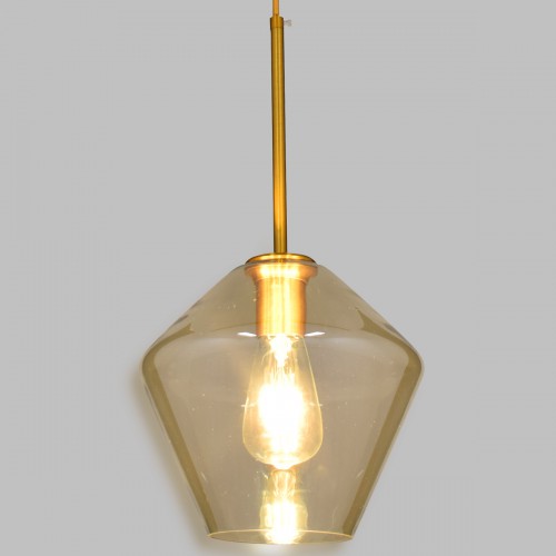 GloboStar® AMARIS 00869 Μοντέρνο Κρεμαστό Φωτιστικό Οροφής Μονόφωτο 1 x E27 Γυάλινο Φιμέ Μελί Φ22 x Υ22cm Διακόσμηση - Φωτισμός - Χαλιά