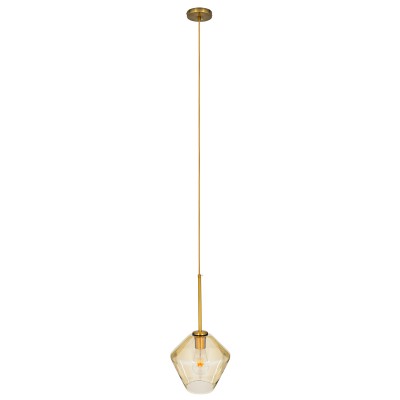 GloboStar® AMARIS 00869 Μοντέρνο Κρεμαστό Φωτιστικό Οροφής Μονόφωτο 1 x E27 Γυάλινο Φιμέ Μελί Φ22 x Υ22cm Διακόσμηση - Φωτισμός - Χαλιά