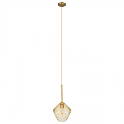 GloboStar® AMARIS 00869 Μοντέρνο Κρεμαστό Φωτιστικό Οροφής Μονόφωτο 1 x E27 Γυάλινο Φιμέ Μελί Φ22 x Υ22cm Διακόσμηση - Φωτισμός - Χαλιά