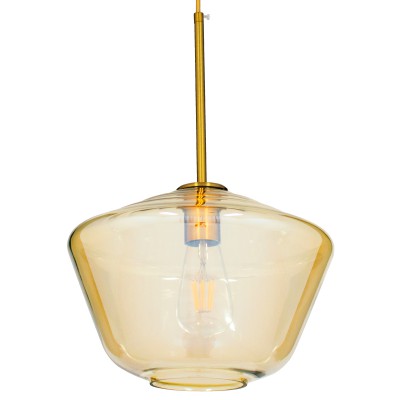 GLOBOSTAR® AMARIS 00870 Μοντέρνο Κρεμαστό Φωτιστικό Οροφής με Ντουί 1 x E27 AC 220-240V IP20 - Χρυσό & Μελί - Μ30 x Π30 x Y22cm