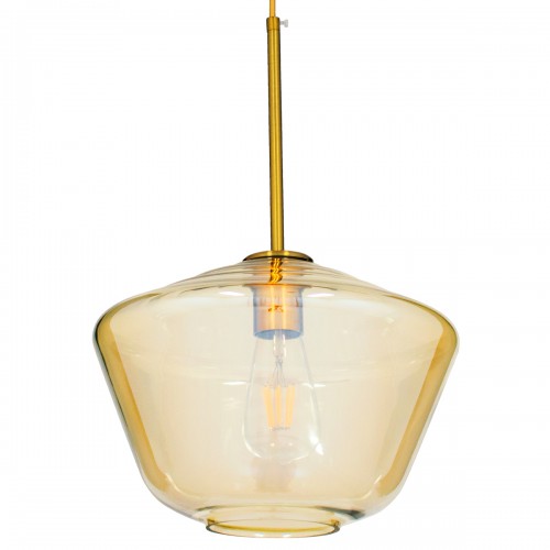 GloboStar® AMARIS 00870 Μοντέρνο Κρεμαστό Φωτιστικό Οροφής Μονόφωτο 1 x E27 Γυάλινο Φιμέ Μελί Φ30 x Υ22cm Διακόσμηση - Φως - Χαλιά