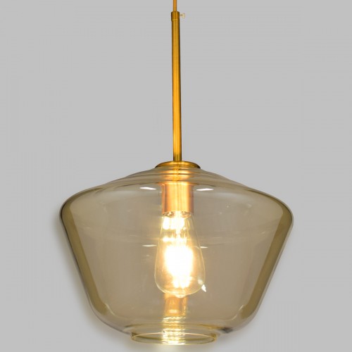 GloboStar® AMARIS 00870 Μοντέρνο Κρεμαστό Φωτιστικό Οροφής Μονόφωτο 1 x E27 Γυάλινο Φιμέ Μελί Φ30 x Υ22cm Διακόσμηση - Φως - Χαλιά