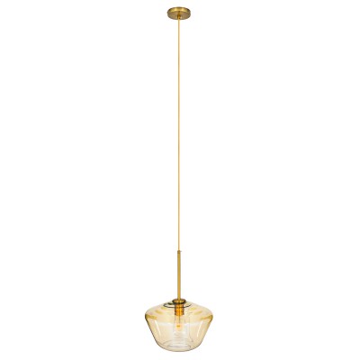 GloboStar® AMARIS 00870 Μοντέρνο Κρεμαστό Φωτιστικό Οροφής Μονόφωτο 1 x E27 Γυάλινο Φιμέ Μελί Φ30 x Υ22cm Διακόσμηση - Φως - Χαλιά