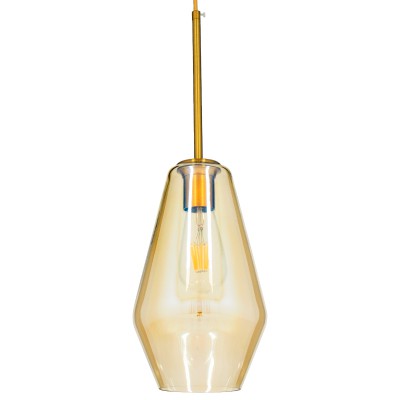GLOBOSTAR® AMARIS 00871 Μοντέρνο Κρεμαστό Φωτιστικό Οροφής με Ντουί 1 x E27 AC 220-240V IP20 - Χρυσό & Μελί - Μ17 x Π17 x Υ30cm
