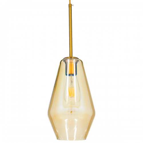 GloboStar® AMARIS 00871 Μοντέρνο Κρεμαστό Φωτιστικό Οροφής Μονόφωτο 1 x E27 Γυάλινο Φιμέ Μελί Φ17 x Υ30cm Διακόσμηση - Φωτισμός - Χαλιά