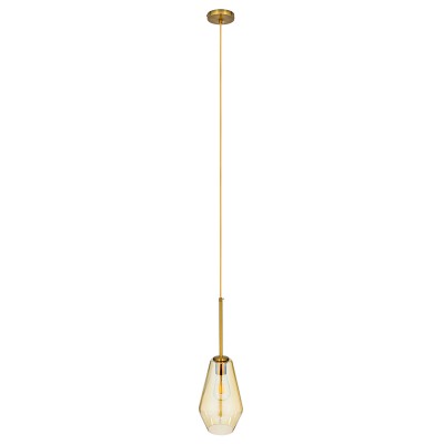 GloboStar® AMARIS 00871 Μοντέρνο Κρεμαστό Φωτιστικό Οροφής Μονόφωτο 1 x E27 Γυάλινο Φιμέ Μελί Φ17 x Υ30cm Διακόσμηση - Φωτισμός - Χαλιά