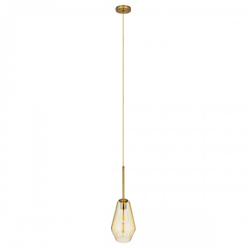 GloboStar® AMARIS 00871 Μοντέρνο Κρεμαστό Φωτιστικό Οροφής Μονόφωτο 1 x E27 Γυάλινο Φιμέ Μελί Φ17 x Υ30cm Διακόσμηση - Φωτισμός - Χαλιά