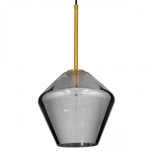 GloboStar® AMARIS 00872 Μοντέρνο Κρεμαστό Φωτιστικό Οροφής Μονόφωτο 1 x E27 Γυάλινο Φιμέ Νίκελ Φ22 x Υ22cm Διακόσμηση - Φωτισμός - Χαλιά