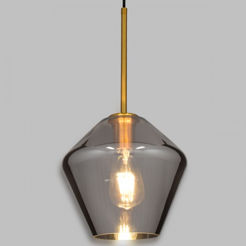 GloboStar® AMARIS 00872 Μοντέρνο Κρεμαστό Φωτιστικό Οροφής Μονόφωτο 1 x E27 Γυάλινο Φιμέ Νίκελ Φ22 x Υ22cm Διακόσμηση - Φωτισμός - Χαλιά
