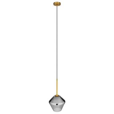GloboStar® AMARIS 00872 Μοντέρνο Κρεμαστό Φωτιστικό Οροφής Μονόφωτο 1 x E27 Γυάλινο Φιμέ Νίκελ Φ22 x Υ22cm Διακόσμηση - Φωτισμός - Χαλιά