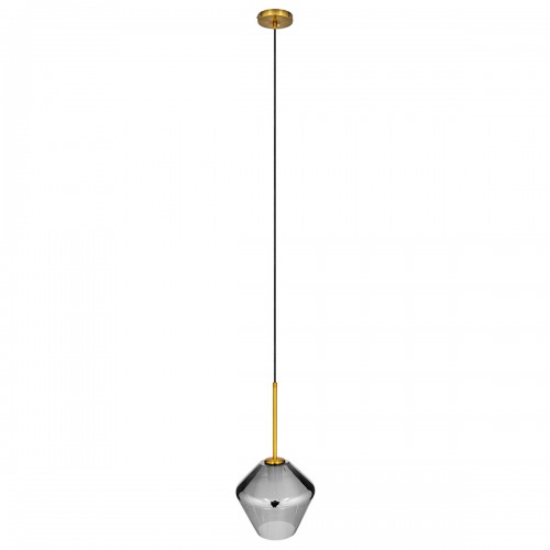 GloboStar® AMARIS 00872 Μοντέρνο Κρεμαστό Φωτιστικό Οροφής Μονόφωτο 1 x E27 Γυάλινο Φιμέ Νίκελ Φ22 x Υ22cm Διακόσμηση - Φωτισμός - Χαλιά