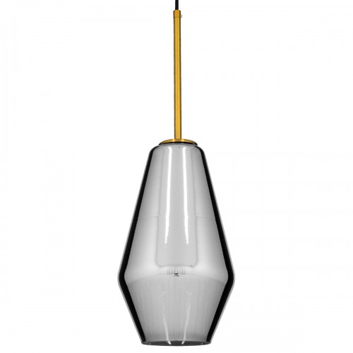 GloboStar® AMARIS 00874 Μοντέρνο Κρεμαστό Φωτιστικό Οροφής Μονόφωτο 1 x E27 Γυάλινο Φιμέ Νίκελ Φ17 x Υ30cm Διακόσμηση - Φωτισμός - Χαλιά