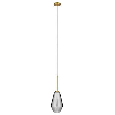 GloboStar® AMARIS 00874 Μοντέρνο Κρεμαστό Φωτιστικό Οροφής Μονόφωτο 1 x E27 Γυάλινο Φιμέ Νίκελ Φ17 x Υ30cm Διακόσμηση - Φωτισμός - Χαλιά