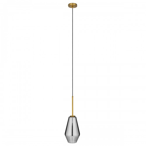 GloboStar® AMARIS 00874 Μοντέρνο Κρεμαστό Φωτιστικό Οροφής Μονόφωτο 1 x E27 Γυάλινο Φιμέ Νίκελ Φ17 x Υ30cm Διακόσμηση - Φωτισμός - Χαλιά