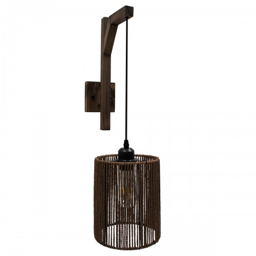 GloboStar® ARTI 00887 Vintage Φωτιστικό Τοίχου Απλίκα Μονόφωτο Καφέ Σκούρο Ξύλινο με Σχοινί και Καπέλο Φ18 x Μ18 x Π30 x Υ35-75cm Διακόσμηση - Φωτισμός - Χαλιά GloboStar® ARTI 00887 Vintage Φωτιστικό Τοίχου Απλίκα Μονόφωτο Καφέ Σκούρο Ξύλινο με Σχοινί και Καπέλο Φ18 x Μ18 x Π30 x Υ35-75cm Διακόσμηση - Φωτισμός - Χαλιά