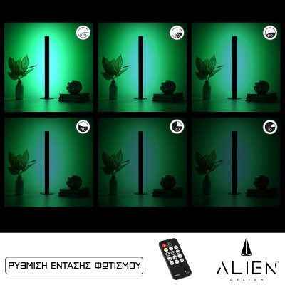 GloboStar® ALIEN-DIVA-BLACK-50-5 ALIEN Design DIVA Μοντέρνο Minimal Nordic Μεταλλικό Φωτιστικό Επιτραπέζιο - Πορτατίφ - Λαμπατέρ Μαύρο LED 8W 800lm με Ασύρματο Χειριστήριο RF & Dimmer IP20 Πράσινο Μ3 x Π1.6 x Υ50cm GloboStar® ALIEN-DIVA-BLACK-50-5 ALIEN Design DIVA Μοντέρνο Minimal Nordic Μεταλλικό Φωτιστικό Επιτραπέζιο - Πορτατίφ - Λαμπατέρ Μαύρο LED 8W 800lm με Ασύρματο Χειριστήριο RF & Dimmer IP20 Πράσινο Μ3 x Π1.6 x Υ50cm