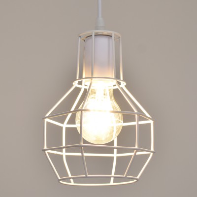 GloboStar® CAGE 00867 Vintage Industrial Κρεμαστό Φωτιστικό Οροφής Μονόφωτο 1 x E27 Λευκό Μεταλλικό Πλέγμα Φ15 x Y22cm Διακόσμηση - Φωτισμός - Χαλιά GloboStar® CAGE 00867 Vintage Industrial Κρεμαστό Φωτιστικό Οροφής Μονόφωτο 1 x E27 Λευκό Μεταλλικό Πλέγμα Φ15 x Y22cm Διακόσμηση - Φωτισμός - Χαλιά