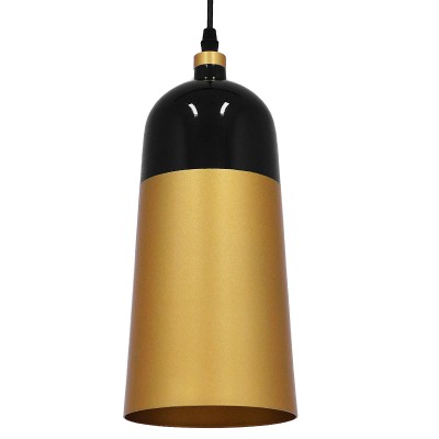 GLOBOSTAR® PALAZZO 01523 Μοντέρνο Κρεμαστό Φωτιστικό Οροφής με Ντουί 1 x E27 AC 220-240V IP20 - Μαύρο & Χρυσό - Μ14 x Π14 x Υ34cm