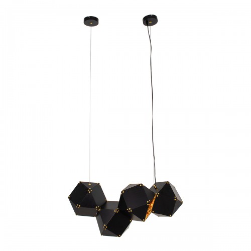 GloboStar® WELLES Replica 00796 Μοντέρνο Κρεμαστό Φωτιστικό Οροφής Πολύφωτο 4 x E14 Μεταλλικό Μαύρο - Χρυσό Μ68 x Π32 x Υ30cm Διακόσμηση - Φωτισμός - Χαλιά