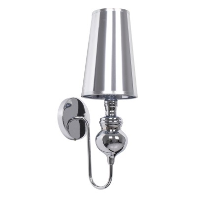 GLOBOSTAR® LAURA 01498 Μοντέρνο Φωτιστικό Τοίχου - Απλίκα με Ντουί 1 x E27 AC 220-240V IP20 - Ασημί - Μ21 x Π15 x Y48cm