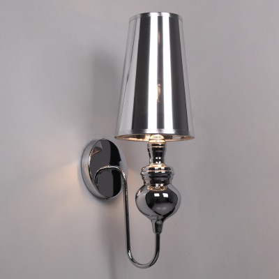 GloboStar® LAURA 01498 Μοντέρνο Φωτιστικό Τοίχου Απλίκα Μονόφωτο Μεταλλικό Ασημί Νίκελ Φ15 x Μ15 x Π21 x Y48cm Διακόσμηση - Φωτισμός - Χαλιά