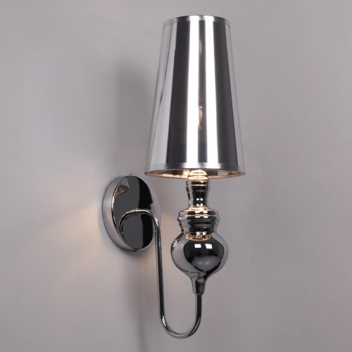 GloboStar® LAURA 01498 Μοντέρνο Φωτιστικό Τοίχου Απλίκα Μονόφωτο Μεταλλικό Ασημί Νίκελ Φ15 x Μ15 x Π21 x Y48cm Διακόσμηση - Φωτισμός - Χαλιά