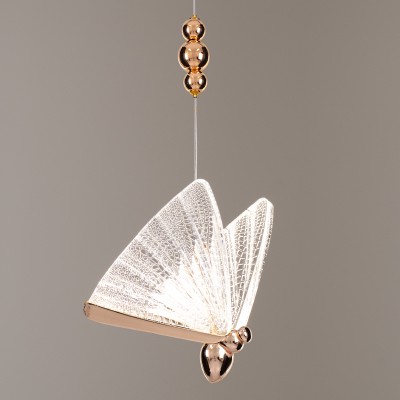 GLOBOSTAR® BUTTERFLY 01650 Μοντέρνο Κρεμαστό Φωτιστικό Οροφής LED 10W 800lm 360° AC 220-240V IP20 Θερμό Λευκό 2700K - Lumileds SMD Chip - Ροζ Χρυσό & Διάφανο - Μ20 x Π17 x Y24cm - 2 Χρόνια Εγγύηση GLOBOSTAR® BUTTERFLY 01650 Μοντέρνο Κρεμαστό Φωτιστικό Οροφής LED 10W 800lm 360° AC 220-240V IP20 Θερμό Λευκό 2700K - Lumileds SMD Chip - Ροζ Χρυσό & Διάφανο - Μ20 x Π17 x Y24cm - 2 Χρόνια Εγγύηση