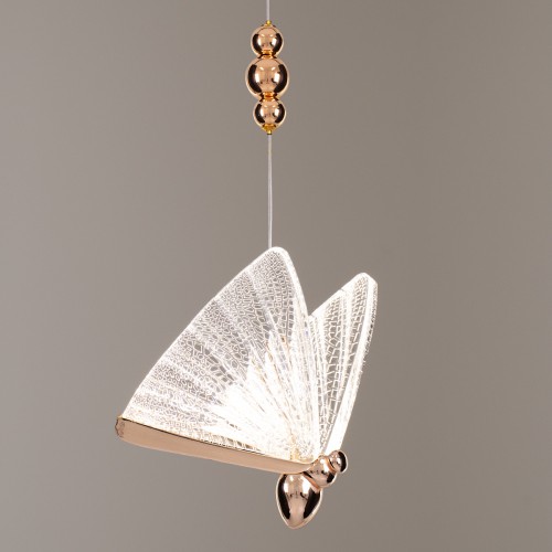 GLOBOSTAR® BUTTERFLY 01650 Μοντέρνο Κρεμαστό Φωτιστικό Οροφής LED 10W 800lm 360° AC 220-240V IP20 Θερμό Λευκό 2700K - Lumileds SMD Chip - Ροζ Χρυσό & Διάφανο - Μ20 x Π17 x Y24cm - 2 Χρόνια Εγγύηση GLOBOSTAR® BUTTERFLY 01650 Μοντέρνο Κρεμαστό Φωτιστικό Οροφής LED 10W 800lm 360° AC 220-240V IP20 Θερμό Λευκό 2700K - Lumileds SMD Chip - Ροζ Χρυσό & Διάφανο - Μ20 x Π17 x Y24cm - 2 Χρόνια Εγγύηση