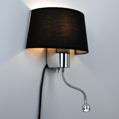 GloboStar® ELEGANT 01492 Μοντέρνο Φωτιστικό Τοίχου Απλίκα Μεταλλικό Χρώμιο Νίκελ με Μαύρο Ύφασμα Δίφωτο 1xE27 - Ρυθμίζόμενο Σώμα Σπιράλ με CREE LED 3W Θερμό Λευκό 2700K - Διακόπτες On / Off Μ26.5 x Π15 x Υ43cm Διακόσμηση - Φωτισμός - Χαλιά GloboStar® ELEGANT 01492 Μοντέρνο Φωτιστικό Τοίχου Απλίκα Μεταλλικό Χρώμιο Νίκελ με Μαύρο Ύφασμα Δίφωτο 1xE27 - Ρυθμίζόμενο Σώμα Σπιράλ με CREE LED 3W Θερμό Λευκό 2700K - Διακόπτες On / Off Μ26.5 x Π15 x Υ43cm Διακόσμηση - Φωτισμός - Χαλιά