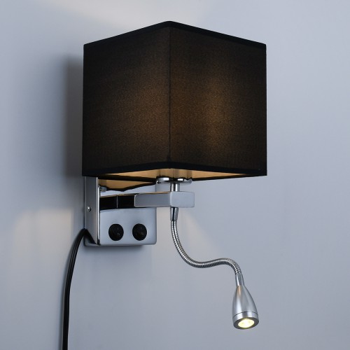 GloboStar® ELEGANT 01494 Μοντέρνο Φωτιστικό Τοίχου Απλίκα Μεταλλικό Χρώμιο Νίκελ με Μαύρο Ύφασμα Δίφωτο 1xE27 - Ρυθμίζόμενο Σώμα Σπιράλ με CREE LED 3W Θερμό Λευκό 2700K - Διακόπτες On / Off Μ17 x Π21 x Υ43cm Διακόσμηση - Φωτισμός - Χαλιά GloboStar® ELEGANT 01494 Μοντέρνο Φωτιστικό Τοίχου Απλίκα Μεταλλικό Χρώμιο Νίκελ με Μαύρο Ύφασμα Δίφωτο 1xE27 - Ρυθμίζόμενο Σώμα Σπιράλ με CREE LED 3W Θερμό Λευκό 2700K - Διακόπτες On / Off Μ17 x Π21 x Υ43cm Διακόσμηση - Φωτισμός - Χαλιά