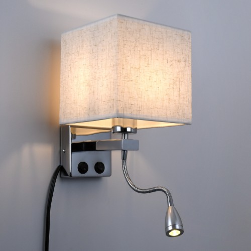 GLOBOSTAR® ELEGANT 01495 Μοντέρνο Φωτιστικό Τοίχου - Απλίκα Ξενοδοχείου Reading Light με Ντουί 1 x E27 LED 3W 360lm 36° AC 220-240V IP20 Θερμό Λευκό 2700K - Bridgelux COB Chip - Χρώμιο & Λευκό - Μ17 x Π21 x Υ43cm - 2 Χρόνια Εγγύηση GLOBOSTAR® ELEGANT 01495 Μοντέρνο Φωτιστικό Τοίχου - Απλίκα Ξενοδοχείου Reading Light με Ντουί 1 x E27 LED 3W 360lm 36° AC 220-240V IP20 Θερμό Λευκό 2700K - Bridgelux COB Chip - Χρώμιο & Λευκό - Μ17 x Π21 x Υ43cm - 2 Χρόνια Εγγύηση
