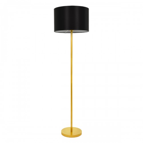 GloboStar® ASHLEY 00825 Μοντέρνο Επιδαπέδιο Φωτιστικό Μονόφωτο 1 x E27 IP20 Χρυσό Μέταλλο με Μαύρο Ύφασμα - Μ40 x Π40 x Υ148cm