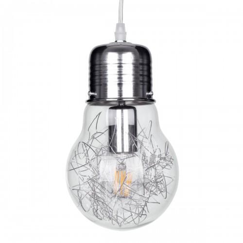 GloboStar® LAMP 01676 Μοντέρνο Κρεμαστό Φωτιστικό Οροφής Μονόφωτο 1 x E27 Ασημί Νίκελ Μεταλλικό Διάφανο Γυαλί Φ15 x Υ27cm Διακόσμηση - Φωτισμός - Χαλιά GloboStar® LAMP 01676 Μοντέρνο Κρεμαστό Φωτιστικό Οροφής Μονόφωτο 1 x E27 Ασημί Νίκελ Μεταλλικό Διάφανο Γυαλί Φ15 x Υ27cm Διακόσμηση - Φωτισμός - Χαλιά