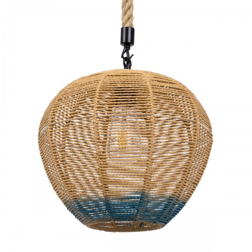 GloboStar® SIMON 00726 Vintage Κρεμαστό Φωτιστικό Οροφής Μονόφωτο 1 x E27 Μπεζ - Μπλε Καμπάνα με Σχοινί Φ30 x Υ30cm Διακόσμηση - Φωτισμός - Χαλιά GloboStar® SIMON 00726 Vintage Κρεμαστό Φωτιστικό Οροφής Μονόφωτο 1 x E27 Μπεζ - Μπλε Καμπάνα με Σχοινί Φ30 x Υ30cm Διακόσμηση - Φωτισμός - Χαλιά