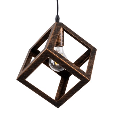GLOBOSTAR® CUBE 00793 Μοντέρνο Κρεμαστό Φωτιστικό Οροφής με Ντουί 1 x E27 AC 220-240V IP20 - Χάλκινο - Μ25 x Π25 x Υ25cm