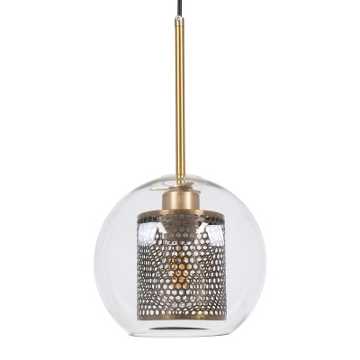 GLOBOSTAR® AVERY 00739 Μοντέρνο Κρεμαστό Φωτιστικό Οροφής με Ντουί 1 x E27 AC 220-240V IP20 - Διάφανο & Χρυσό - Μ18 x Π18 x Υ38cm GLOBOSTAR® AVERY 00739 Μοντέρνο Κρεμαστό Φωτιστικό Οροφής με Ντουί 1 x E27 AC 220-240V IP20 - Διάφανο & Χρυσό - Μ18 x Π18 x Υ38cm