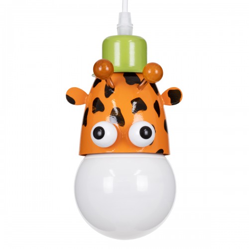 GloboStar® GIRAFFE 00638 Μοντέρνο Κρεμαστό Παιδικό Φωτιστικό Οροφής Μονόφωτο 1 x E27 Λευκό Πράσινο Πορτοκαλί Μαύρο Μεταλλικό Μ12 x Π10.5 x Υ13.5cm Διακόσμηση - Φωτισμός - Χαλιά